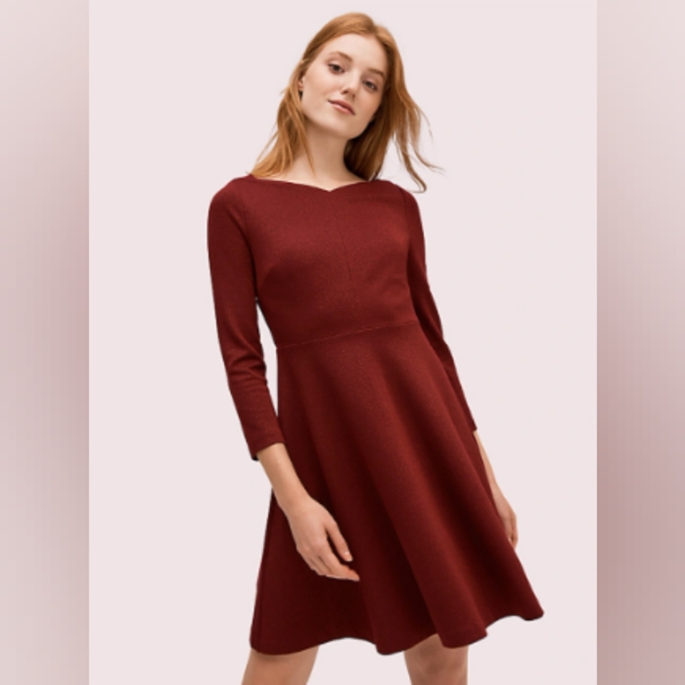 kate spade 3/4 Sleeve Sparkle Ponte Dress In Mission Fig 2